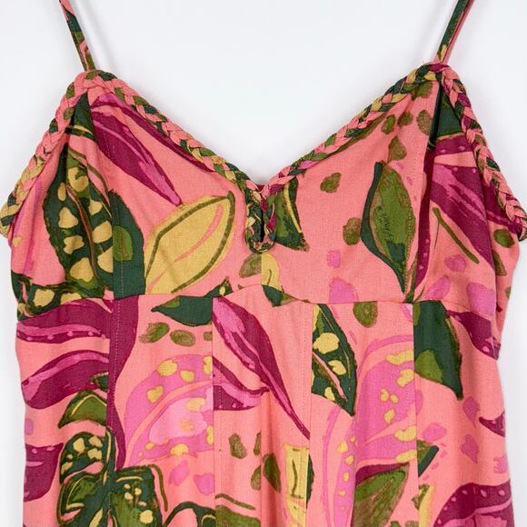 Vici Women's Kenedy Tropical Sweetheart Mini Dress Large Pink Linen Blend - Picture 6 of 16